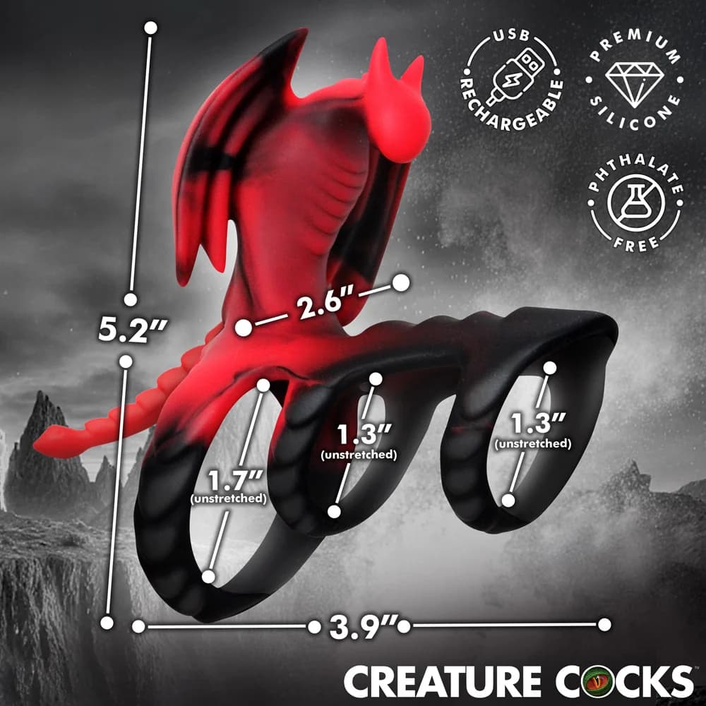 Creature Cocks Dragon Flight Vibrating Silicone Cock Ring thumbnail 9