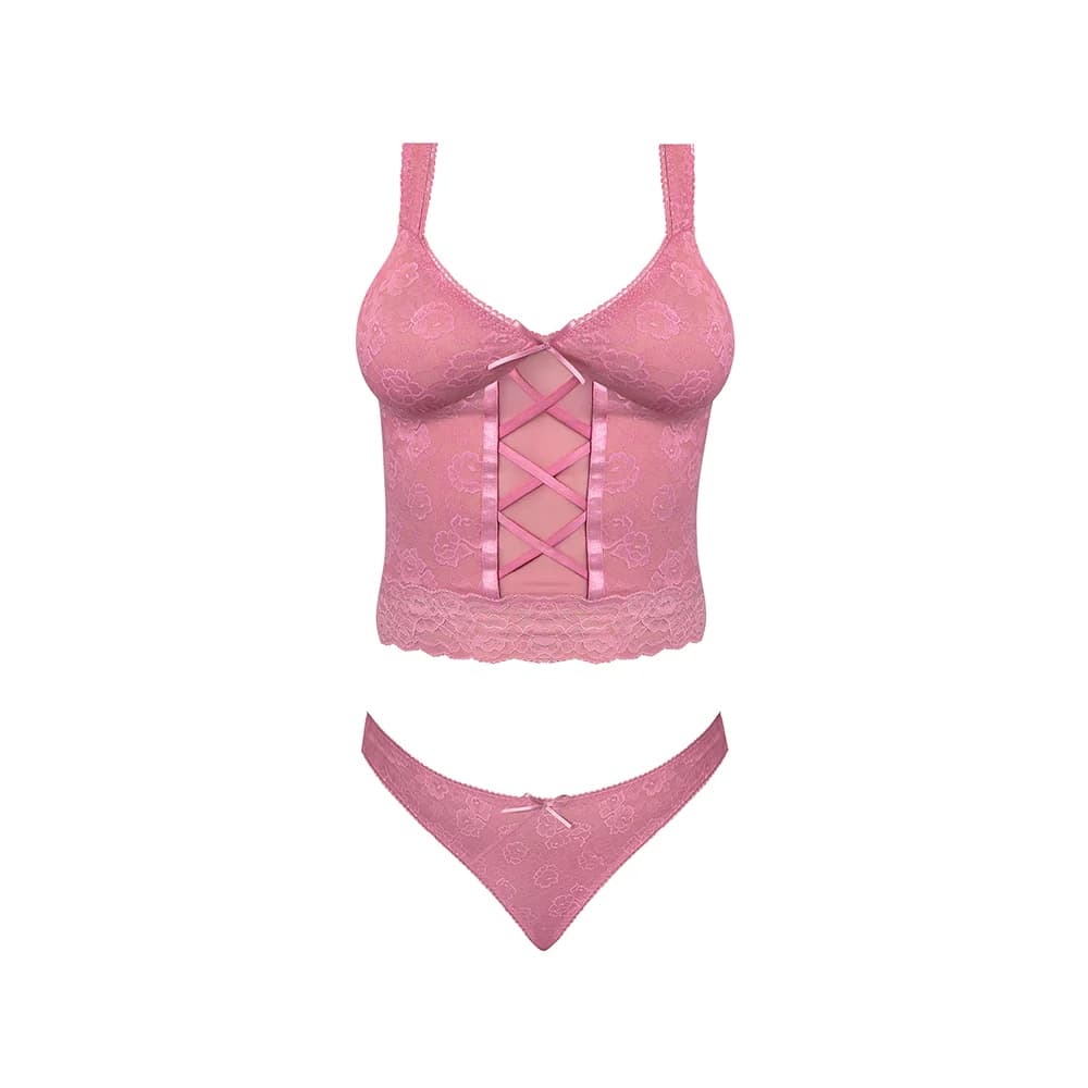 Magic Silk Wisteria Mist Bustier Cami & Thong Set Pink S/M thumbnail 5