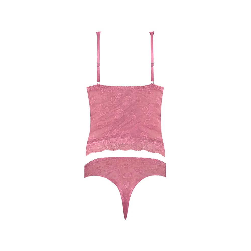 Magic Silk Wisteria Mist Bustier Cami & Thong Set Pink S/M thumbnail 6