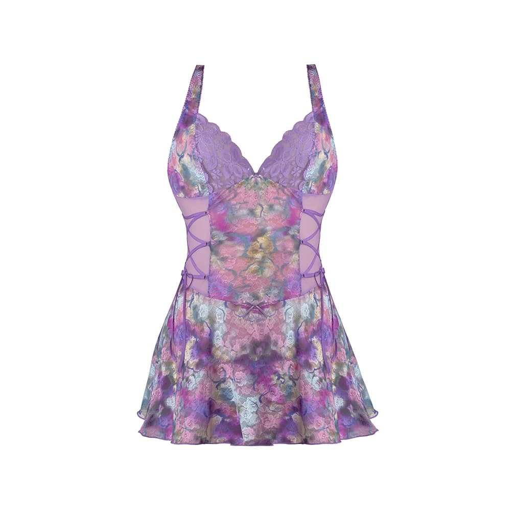 Magic Silk Wisteria Mist Halter Babydoll & G-Set Floral L/XL thumbnail 6