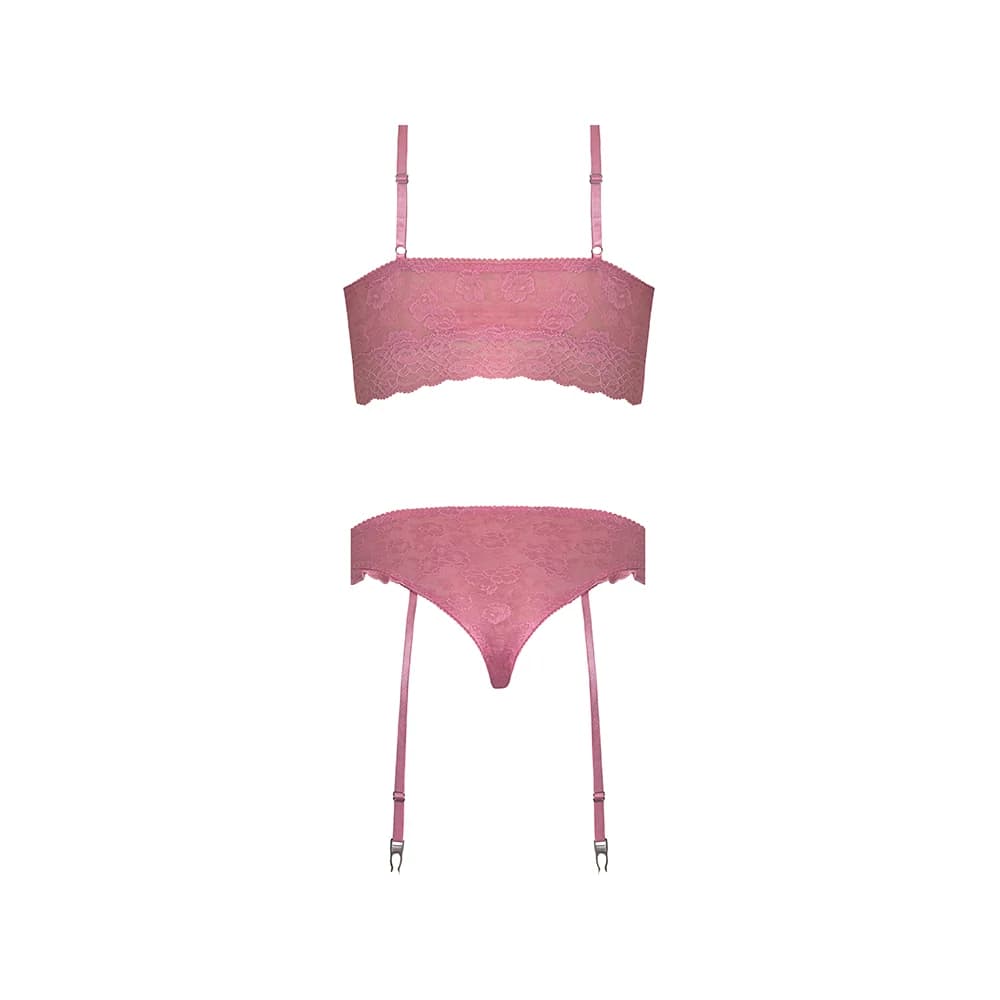 Magic Silk Wisteria Mist Bralette & Panty with Removable Garters Pink L/XL thumbnail 6