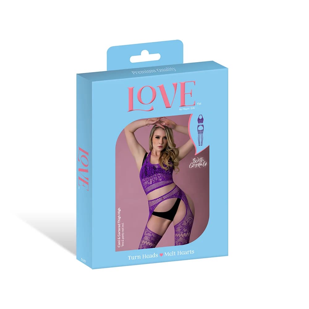 Magic Silk Seamless Cami & Gartered Thigh High Violet O/S
