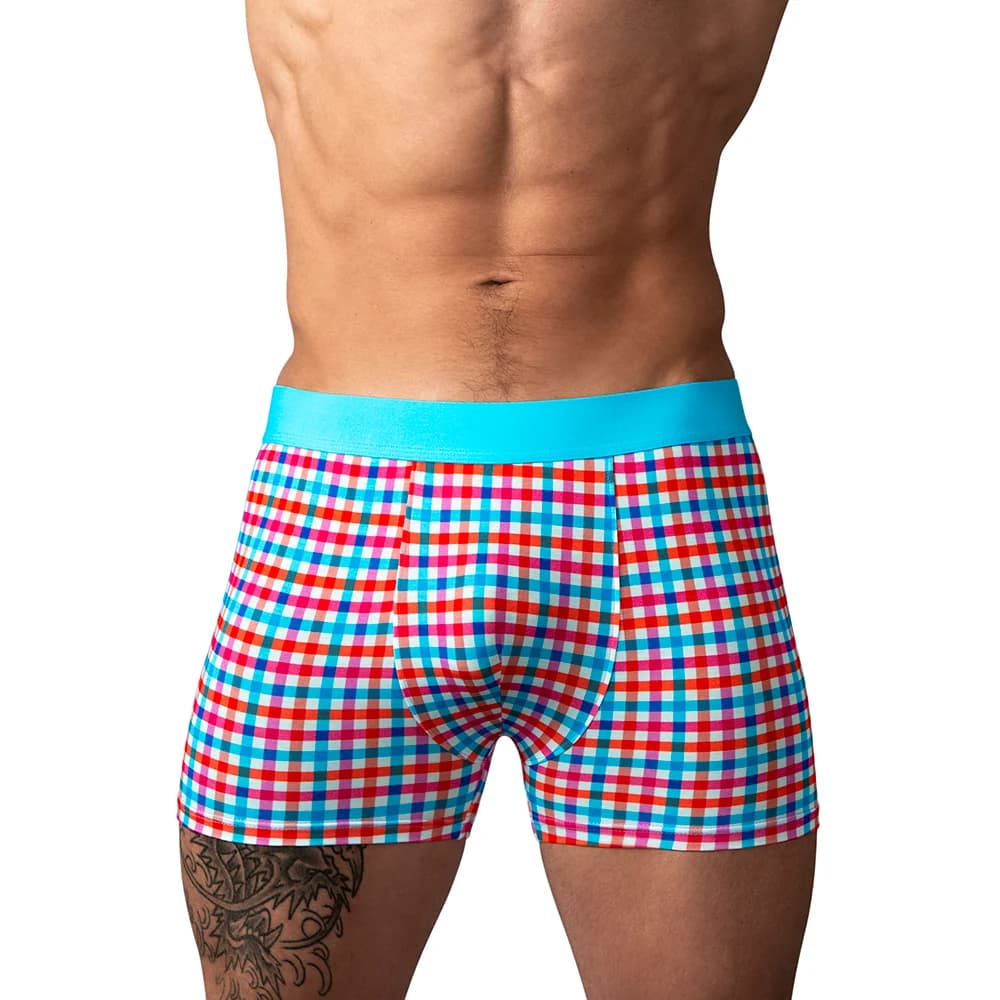 Male Power So Cumfy Gingham Boxer Brief Turquoise M thumbnail 2