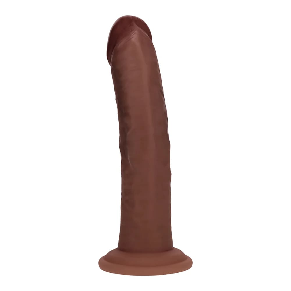 Realrock Dual Density Silicone Realistic Curved Dildo 8 in. Brown thumbnail 4